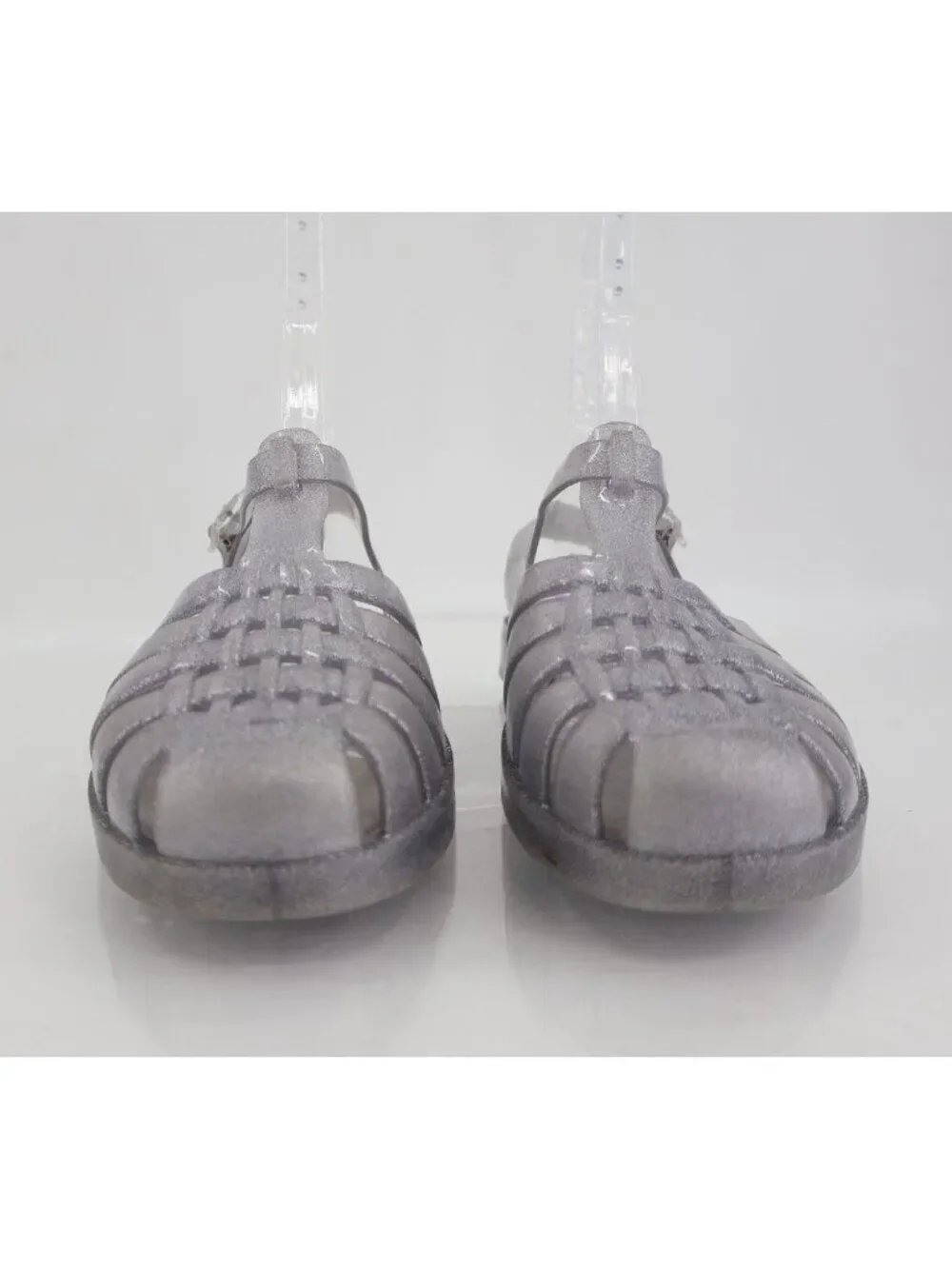 Mini Melissa Possession Glitter Girls Size 4 Silver Jelly Cage Sandal Buckle
